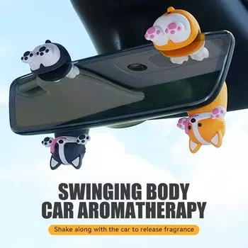 Очаровательное украшение для зеркала в виде танцующего кота — 2-в-1 освежитель воздуха для автомобиля и украшение интерьера Gray Puppy