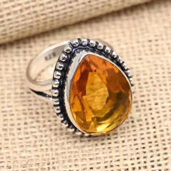 Очаровательное ювелирное кольцо ручной работы из стерлингового серебра 925 пробы с драгоценным камнем медового топаза 4 мёд