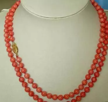 Очаровательное ювелирное колье с красным кораллом 7–8 мм, длина 64 дюйма