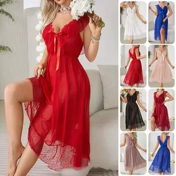 Очаровательное женское сетчатое платье в горошек с открытой спиной и вырезом на шее XS