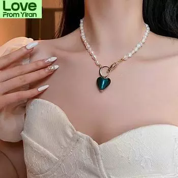 Очаровательные браслеты из искусственного золота и пресноводного жемчуга, элегантные, корейская мода, ювелирные изделия, вечерние, женские браслеты зелёный