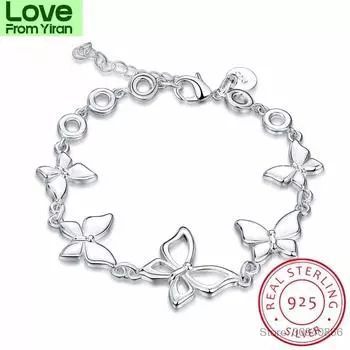 Очаровательные браслеты с узором бабочки, настоящее серебро 925 пробы с кубическим цирконием для женщин, красивые свадебные дизайнерские подарки
