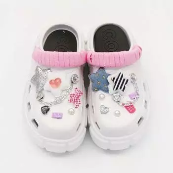 Очаровательные булавки для обуви «сделай сам», черные креативные украшения с пентаграммой, пряжка для обуви с отверстиями, набор подвесок, аксессуары для детей, подарок для мальчиков и девочек