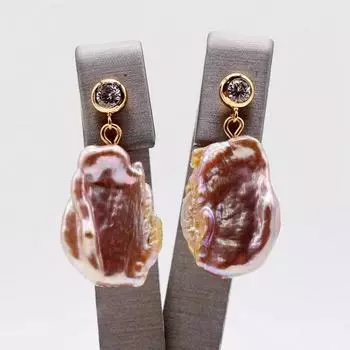 Очаровательные фиолетовые женские серьги с натуральным пресноводным жемчугом, кулон с кубическим цирконием, ювелирные изделия в стиле барокко, модный подарок фиолетовый