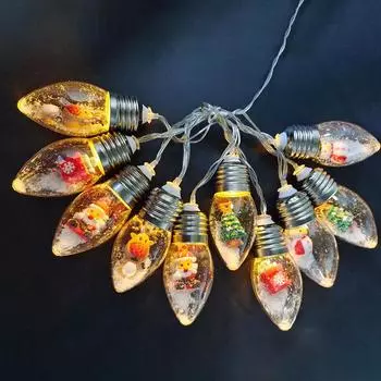 Очаровательные гирлянды в форме лампочки с мультяшными фигурками, работающие на батарейках, рождественские декоративные огни для праздничной вечеринки 2M 10 Lights