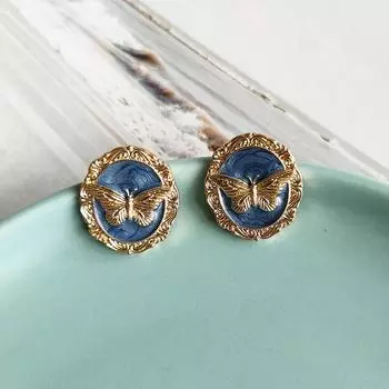 Бренд Mihmily - очаровательные и шикарные серые круглые серьги во французском ретро, полные индивидуальности.