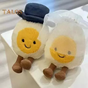 Очаровательные куклы-яйца, мягкая игрушка в виде счастливого вареного яйца, милые мягкие игрушки размером 5,5 дюймов, плюшевые куклы в стиле «еда», забавная идея подарка для всех возрастов 14cm A