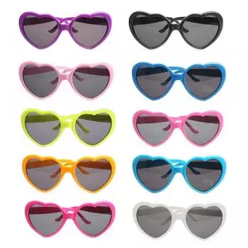Очаровательные летние детские очки ярких цветов в форме сердца, UV400, милые зеркальные вечерние унисекс, детские солнцезащитные очки Glasses cloth color random