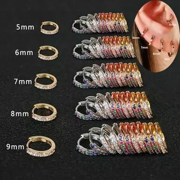 Очаровательные маленькие серьги-кольца для женщин, изящные серьги с хрящом и радужным цирконием, серебряные кольца для ушей, модные вечерние украшения 5mm