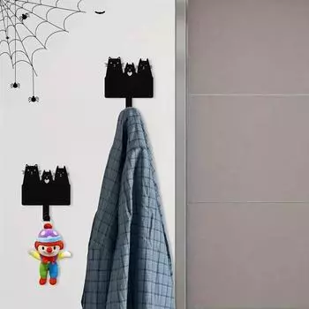 Очаровательные металлические крючки для ключей в виде кошек - настенная стойка-органайзер для ключей, полотенец и праздничного декора светло-серый