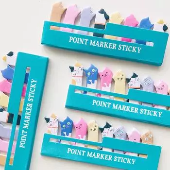 Очаровательные мини-липкие заметки в виде мультяшных животных в виде кошки с горбатой головой - набор из N, 12 г Cat 240