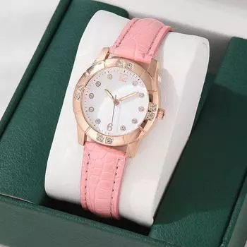 Очаровательные модные брендовые женские часы с кристаллами, роскошные женские часы, кварцевые наручные часы с кожаной полоской, женские женские