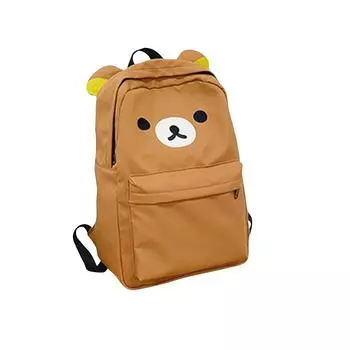Очаровательные мультяшные детские рюкзаки с ушками, материал полиэстер, вместительное отделение для школы и путешествий, с передним карманом для легкого доступа One Size коричневый