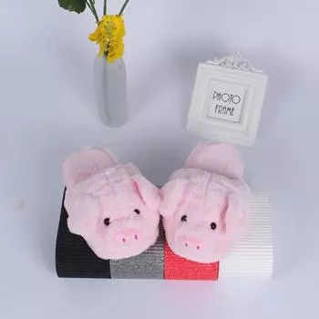 Очаровательные мультяшные розовые плюшевые тапочки с изображением поросенка - уютный хлопок для пар One size fits 35-39 feet розовый
