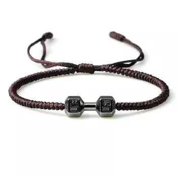 Очаровательные мужские браслеты с гантелями, плетеный узел ручной работы, регулируемые браслеты, женские штанги, фитнес-энергетические украшения, подарки для пар CHINA