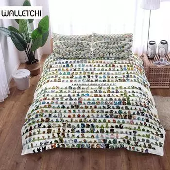 Очаровательные наклейки с героями мультфильмов, пододеяльник, односпальная кровать размера «king-size» в Великобритании, двуспальная кровать размера «king-size» в США, двуспальная кровать размера «queen-size» в США, комплект постельного белья EU single(13