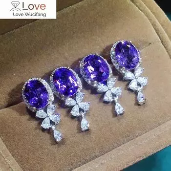 Очаровательные нежные серьги-капли для женщин, яркие фиолетовые циркониевые камни, ювелирные изделия для юбилейной вечеринки, изящные аксессуары