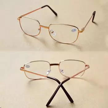 Очаровательные полнокадровые прозрачные сверхлегкие очки, увеличительная лупа для дальнозоркости, очки для чтения, портативные для родителей +2.0 золотой