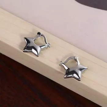 Очаровательные простые модные медные темпераментные серьги-пряжки для женщин, модные ювелирные изделия, серьги-звезды серебряный
