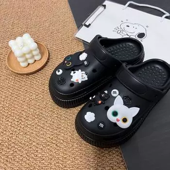 Очаровательные самодельные аксессуары для обуви с кошачьей тематикой, вдохновленные Сяохуншу, с отверстиями для обуви, цветами и пряжками в соответствующих стилях. cat accessories set [shoes not included] белый/чёрный