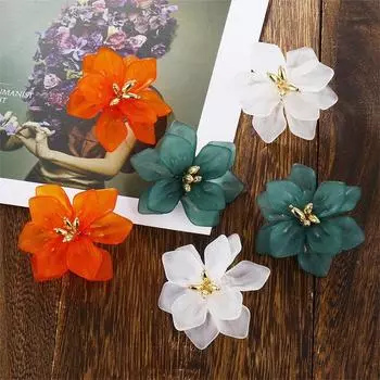 Очаровательные серьги-гвоздики с цветком большого размера для женщин, модные вечерние украшения белый