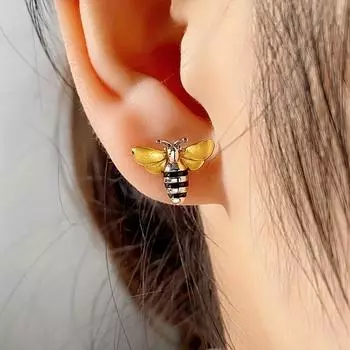 Очаровательные серьги-гвоздики в виде пчелы — идеальный подарок на день рождения для женщин — украшения для ушей с милым животным дизайном серебряный