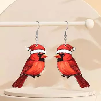Очаровательные серьги из акрила «Кардинал» с идеальными рождественскими и новогодними подарками для девочек на праздничную вечеринку Iron Silver Plating