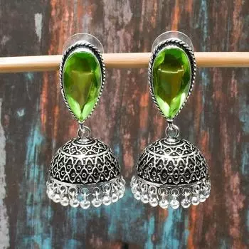 Очаровательные серьги из серебра 925 пробы с очаровательным перидотом и драгоценными камнями ручной работы 1.70 Inches зелёный