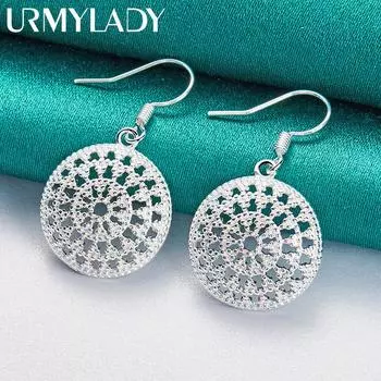 Очаровательные серьги из стерлингового серебра 925 пробы с круглым щитом ME060