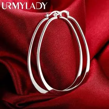 Очаровательные серьги из стерлингового серебра 925 пробы, модные женские ювелирные изделия высокого качества, длинные большие свадебные серьги с плоской геометрией ME217