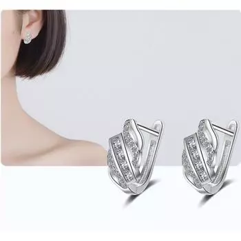 Очаровательные серьги-кольца с геометрическим цирконием для женщин, аксессуары, модные серьги из серебра 925 пробы, женские ювелирные изделия для влюбленных на день Святого Валентина