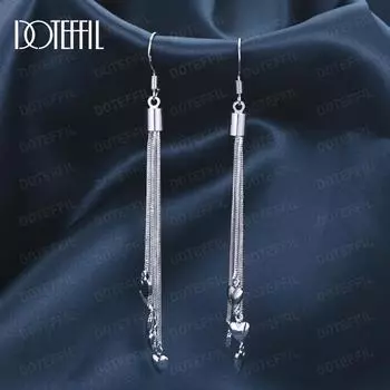 Очаровательные серьги-сердечки из серебра, подарочные украшения с подвесками 7.00*0.50cm