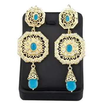 Очаровательные серьги золотого цвета, квадратные серьги с кристаллами, арабески, свадебные украшения для невесты, женские серьги мятный