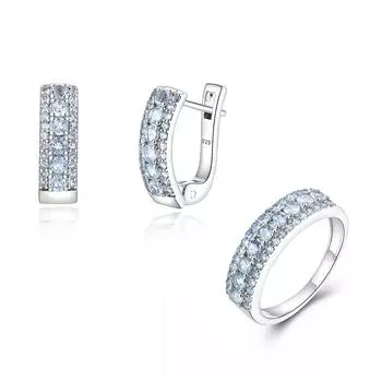 Очаровательные серебряные серьги и кольца для женщин и девочек, натуральный небесно-голубой топаз, камень в ноябре, изысканные украшения, подарок на день рождения US RING SIZE:7# синий