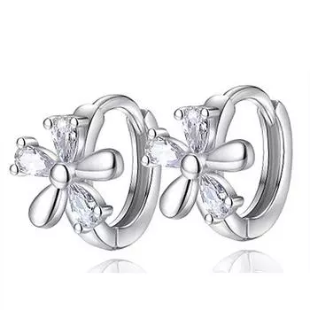 Очаровательные сиреневые серьги-кольца для женщин, ювелирные изделия, яркие серьги с кристаллами и цветком, серебро 925 пробы, аксессуары, женский подарок на день рождения