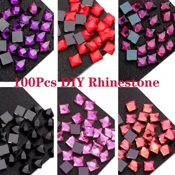 Очаровательные стеклянные стразы «сделай сам», кристально прозрачные ремесленные большие квадратные стразы ручной работы, 100 шт., аксессуары 6mm фиолетовый