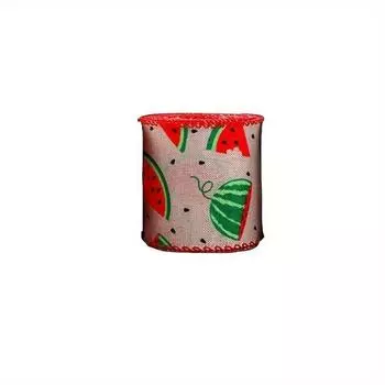 Очаровательные тематические арбузные ленты из искусственного льна в зеленую клетку для праздничных случаев Summer Theme A