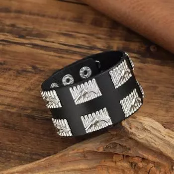 Очаровательные ювелирные изделия, браслет ручной работы из натуральной кожи для мужчин чёрный