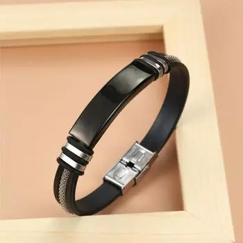 Очаровательные ювелирные изделия, цепочка из нержавеющей стали, гладкий браслет для мужчин чёрный