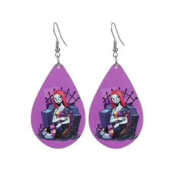Очаровательные ювелирные изделия Хэллоуин Череп деревянные серьги-капли для женщин 1