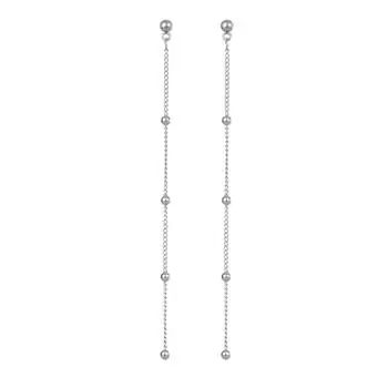 Очаровательные ювелирные изделия из нержавеющей стали, длинные серьги-цепочки для женщин серебряный