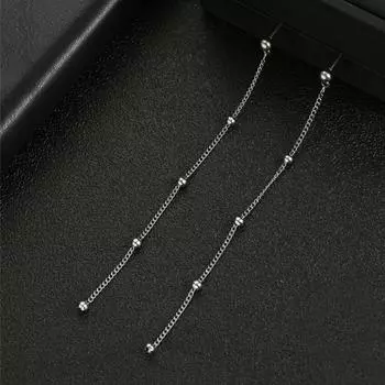 Очаровательные ювелирные изделия из нержавеющей стали, длинные серьги-цепочки для женщин серебряный