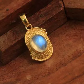 Очаровательные ювелирные изделия из стерлингового серебра 925 пробы с желтым золотом, подвеска с лунным камнем, июньский камень золотой/жёлтый