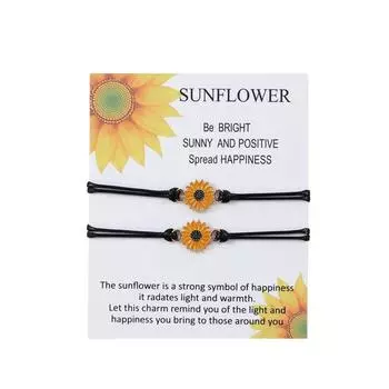 Очаровательные ювелирные изделия, кожаные браслеты ручной работы с подсолнухом для женщин Ball