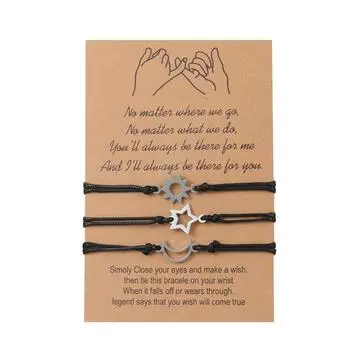 Очаровательные ювелирные изделия, кожаные браслеты со звездами ручной работы для женщин 3 Pcs