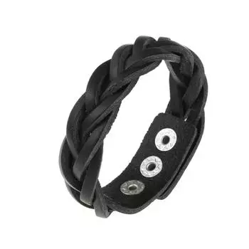 Очаровательные ювелирные изделия, кожаный браслет ручной работы с манжетами для мужчин чёрный