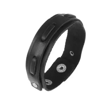 Очаровательные ювелирные изделия, кожаный браслет ручной работы с манжетами для мужчин чёрный
