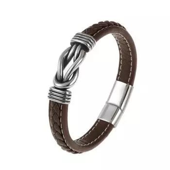 Очаровательные ювелирные изделия, кожаный браслет ручной работы с манжетами для мужчин коричневый