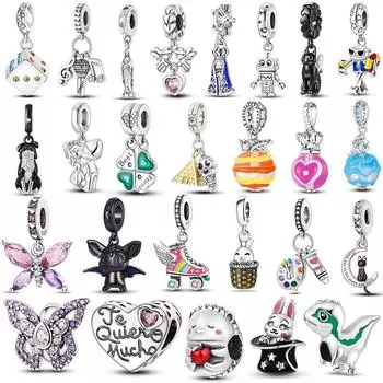 Очаровательные ювелирные изделия, модная шапка из стерлингового серебра 925 пробы с кроликом, подвеска из бисера, подходит для браслета для женщин, ювелирные изделия своими руками