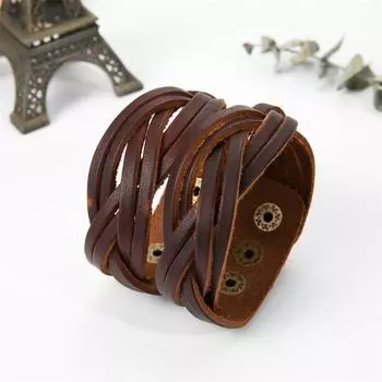Очаровательные ювелирные изделия ручной работы браслет-манжета из натуральной кожи для мужчин коричневый